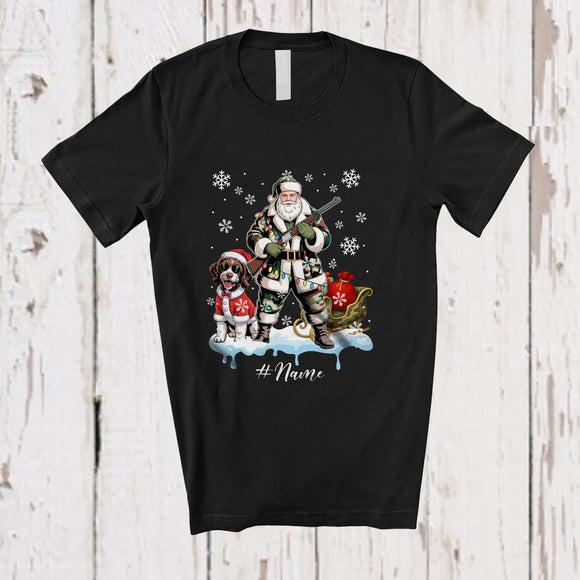 MacnyStore - Personalized Custom Name Santa Go Hunting Sproodle; Awesome Christmas Lights Hunter T-Shirt