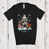 MacnyStore - Personalized Custom Name Santa Go Hunting Sproodle; Awesome Christmas Lights Hunter T-Shirt