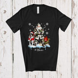 MacnyStore - Personalized Custom Name Santa Go Hunting St. Bernard; Awesome Christmas Lights Hunter T-Shirt