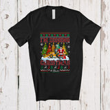 MacnyStore - Personalized Custom Name Digging Christmas; Joyful Plaid Sweater Santa On Excavator Backhoe Loader T-Shirt