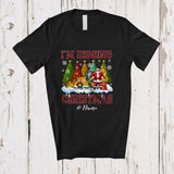 MacnyStore - Personalized Custom Name Digging Christmas; Joyful Plaid Leopard Santa On Excavator Backhoe Loader T-Shirt
