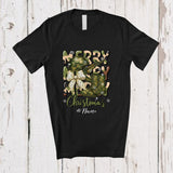 MacnyStore - Personalized Custom Name Merry Christmas; Lovely Military Solider Wife Bowtie Hunting Wife; Family T-Shirt