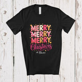 MacnyStore - Personalized Custom Name Merry Christmas; Awesome X-mas Pink; Girls Women Family Group T-Shirt