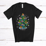 MacnyStore - Personalized Custom Name Chameleon Christmas Tree; Amusing X-mas Lights Animal Lover T-Shirt