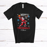 MacnyStore - Personalized Custom Name Merry Swishmas; Joyful Christmas Santa Playing Basketball Player T-Shirt