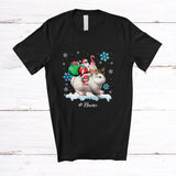 MacnyStore - Personalized Custom Name Santa Riding Bunny Reindeer; Lovely Christmas Bunny Snow Around Animal Lover T-Shirt