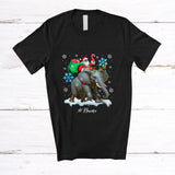 MacnyStore - Personalized Custom Name Santa Riding Elephant Reindeer; Lovely Christmas Elephant Snow Around Animal Lover T-Shirt