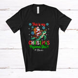 MacnyStore - Personalized Custom Name This Is My Christmas Pajama Shirt; Lovely Santa Riding Sea Turtle Reindeer T-Shirt