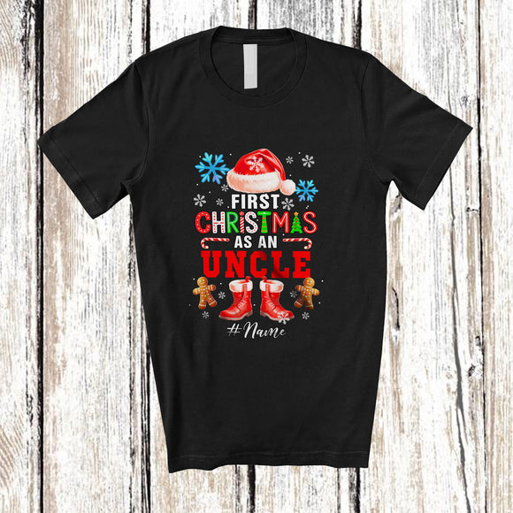 MacnyStore - Personalized Custom Name First Christmas As An Uncle; Joyful Santa Promoting Future; Family T-Shirt