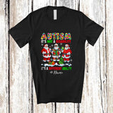 MacnyStore - Personalized Custom Name Autism It's A Different Ability; Joyful Christmas Three Puzzle Santa T-Shirt