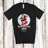 MacnyStore - Personalized Custom Name Skateboarding Squad; Amusing Christmas Moon Santa Skater T-Shirt