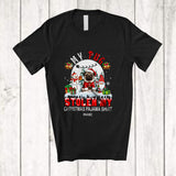 MacnyStore - Personalized Custom Name Pug Stolen My Christmas Pajama Shirt; Joyful Moon Santa Gnome T-Shirt