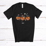 MacnyStore - Personalized Custom Name Skeleton Chickens On Pumpkin; Horror Halloween Farmer Family T-Shirt