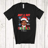 MacnyStore - Personalized Custom Name Boy Who Loves Christmas; Amusing Santa Afro Black Boy; Family T-Shirt