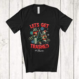 MacnyStore - Personalized Custom Name Let's Get Trashed; Humorous Christmas Tree Santa Raccoon Feral T-Shirt