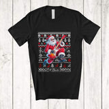 MacnyStore - Personalized Custom Name Santa Playing Rock Guitar; Joyful Christmas Sweater Guitarist Player T-Shirt