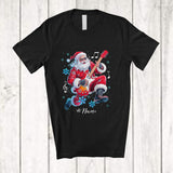 MacnyStore - Personalized Custom Name Santa Playing Rock Guitar; Joyful Christmas Guitarist Guitar Player T-Shirt
