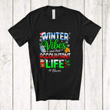 MacnyStore - Personalized Custom Name Winter Vibes Accountant; Proud Christmas Snow Santa Coffee T-Shirt