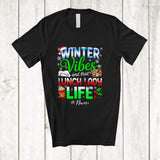MacnyStore - Personalized Custom Name Winter Vibes Lunch Lady; Proud Christmas Snow Santa Coffee T-Shirt
