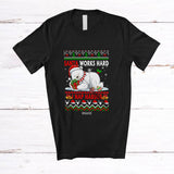 MacnyStore - Personalized Custom Name Santa Works Hard Nap Harder; Lovely Christmas Sweater Polar Bear Sleeping T-Shirt