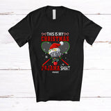 MacnyStore - Personalized Custom Name My Christmas Pajama Shirt; Amazing Santa Badminton Player; Sport X-mas T-Shirt