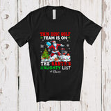 MacnyStore - Personalized Custom Name Disc Golf Team On Santa's Naughty List; Joyful Christmas Santa Player T-Shirt