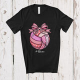MacnyStore - Personalized Custom Name Preppy Plaid Pink Volleyball; Lovely Halloween Volleyball Player T-Shirt