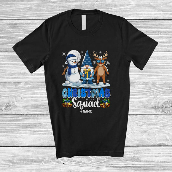 MacnyStore - Personalized Custom Name Christmas Squad; Adorable Hanukkah Snowman Gnome Reindeer; Family T-Shirt