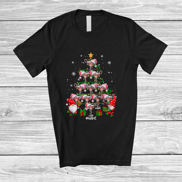 MacnyStore - Personalized Custom Name Santa Martini Margarita Christmas Tree; Joyful Margarita Drinking Drunker T-Shirt