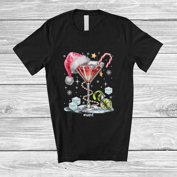 MacnyStore - Personalized Custom Name Santa Martini Margarita; Joyful Christmas Margarita Drinking Drunker Squad T-Shirt