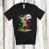 MacnyStore - Personalized Custom Name Dabbing Reindeer Italian; Awesome Christmas Lights Santa Reindeer T-Shirt