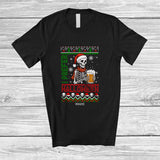 MacnyStore - Personalized Custom Name I Prefer Halloween; Amazing Christmas Sweater Skeleton Drinking Beer T-Shirt