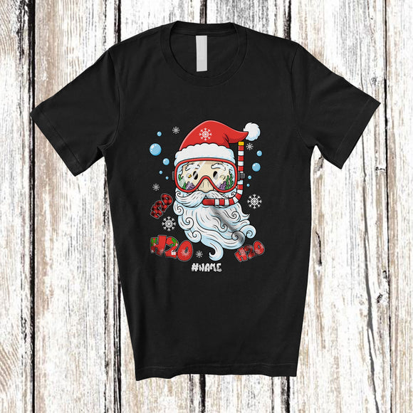 MacnyStore - Personalized Custom Name H2O; Awesome Christmas Scuba Diving Santa Face; Family Group T-Shirt