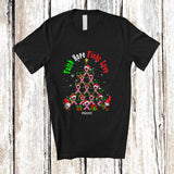 MacnyStore - Personalized Custom Name Faith Hope Fight Love; Lovely Christmas Tree Breast Cancer Ribbon T-Shirt