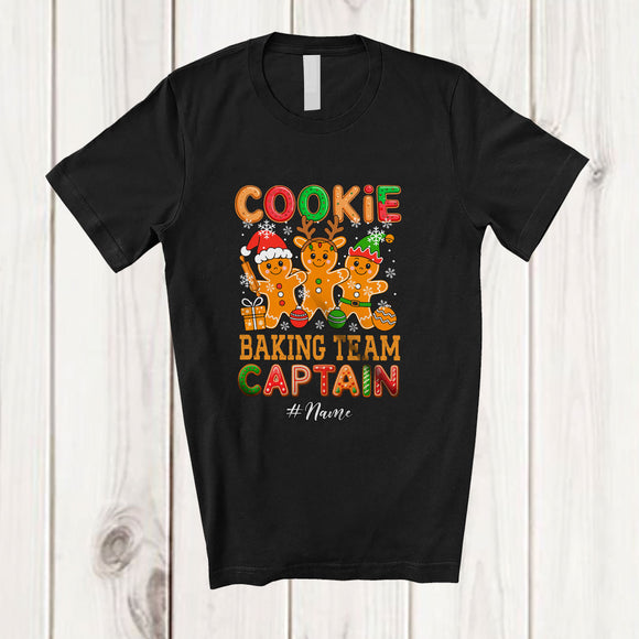 MacnyStore - Personalized Custom Name Cookie Baking Team Captain; Amazing Christmas Three Gingerbread; Baker T-Shirt