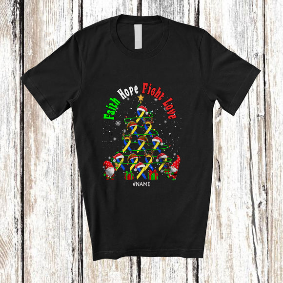MacnyStore - Personalized Custom Name Faith Hope Fight; Lovely Christmas Tree Down Syndrome Warrior Ribbon T-Shirt