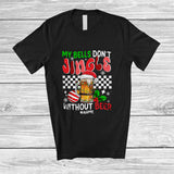 MacnyStore - Personalized Custom Name My Bells Don't Jingle Without Beer; Sarcastic Christmas Girls Drinking T-Shirt