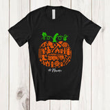 MacnyStore - Personalized Custom Name Firefighter Tools Pumpkin Shape; Lovely Thanksgiving Halloween Family T-Shirt