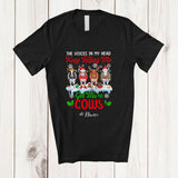 MacnyStore - Personalized Custom Name Get More Cows; Adorable Christmas Four Santa Elf Cows Farm Farmer T-Shirt