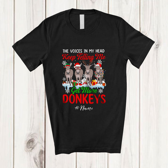 MacnyStore - Personalized Custom Name Get More Donkeys; Adorable Christmas Four Santa Elf Donkeys Farmer T-Shirt