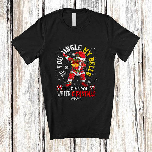 MacnyStore - Personalized Custom Name If You Jingle My Bells White Christmas; Humorous X-mas Dabbing Santa T-Shirt