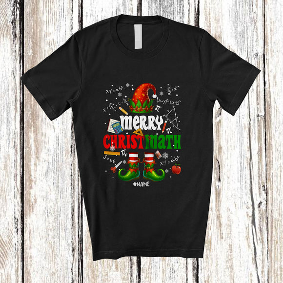 MacnyStore - Personalized Custom Name Merry Christmath; Humorous Christmas Elf; Math Students Teacher T-Shirt