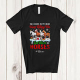 MacnyStore - Personalized Custom Name Get More Horses; Adorable Christmas Four Santa Elf Horses Farmer T-Shirt