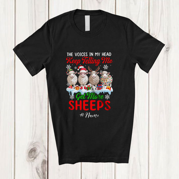 MacnyStore - Personalized Custom Name Get More Sheeps; Adorable Christmas Four Santa Elf Sheeps Farmer T-Shirt