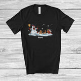 MacnyStore - Personalized Custom Name Scary Snowman Running Reindeer Santa; Amazing Christmas Family T-Shirt