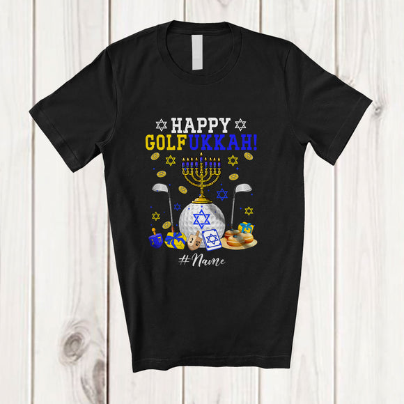 MacnyStore - Personalized Custom Name Happy Golfukkah; Joyful Hanukkah Lights Golf Ball Player T-Shirt