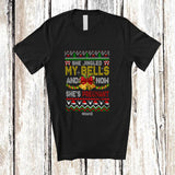 MacnyStore - Personalized Custom Name She Jingled My Bells Pregnant; Joyful Christmas Sweater Pregnancy Couple T-Shirt