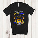 MacnyStore - Personalized Custom Name Happy Softballukkah; Joyful Hanukkah Lights Softball Ball Player T-Shirt