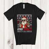 MacnyStore - Personalized Custom Name Merry Hairmas; Proud Christmas Sweater Santa Hair Stylist Barber T-Shirt