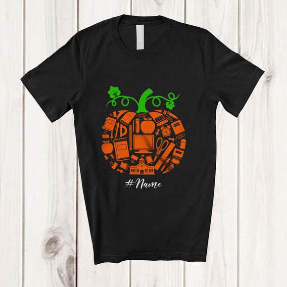 MacnyStore - Personalized Custom Name Principal Tools Pumpkin Shape; Lovely Thanksgiving Halloween Family T-Shirt